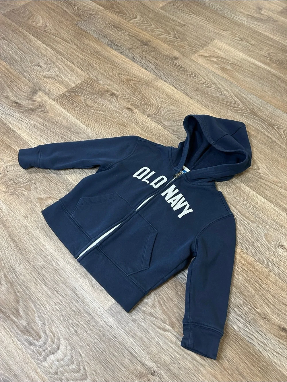Old Navy Navy Blue Kids Zip Hoodie with White Logo